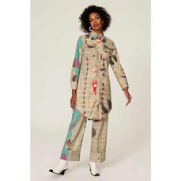 THEBE MAGUGU Sangoma Bone Printed Shirtdress Size Large - Picture 2 of 15